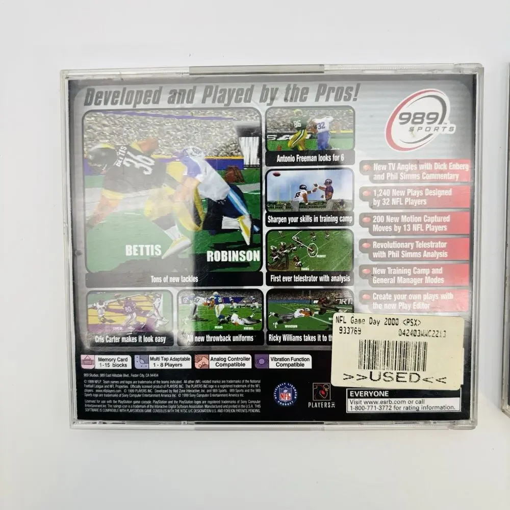 Madden 1999 & NFL GameDay 2000 PlayStation 1 PS1 2 Game Football Bundle Lot VG